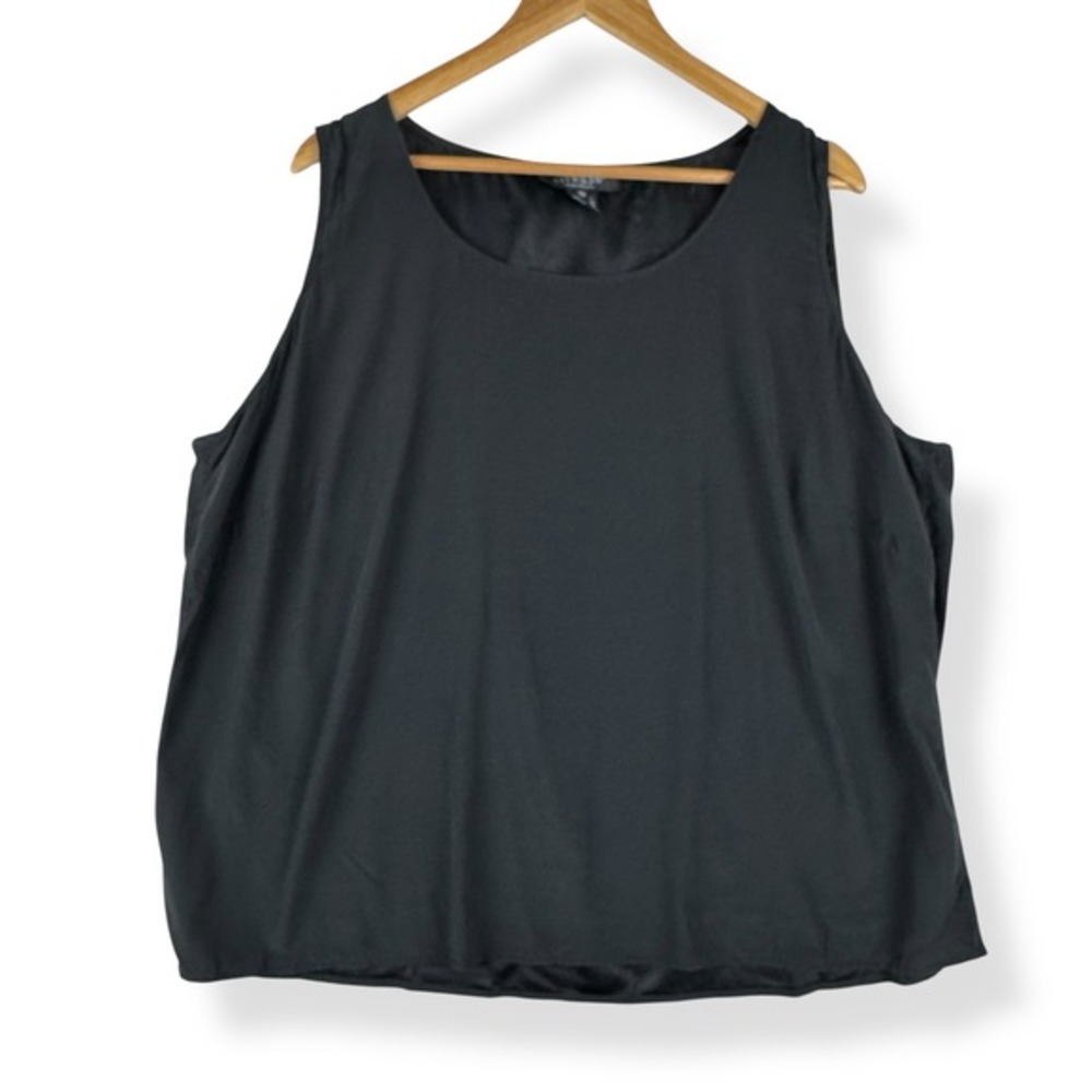 Citron Santa Monica Black Silk Tank Top Womens Plus Size 2X Quiet Luxury Capsule